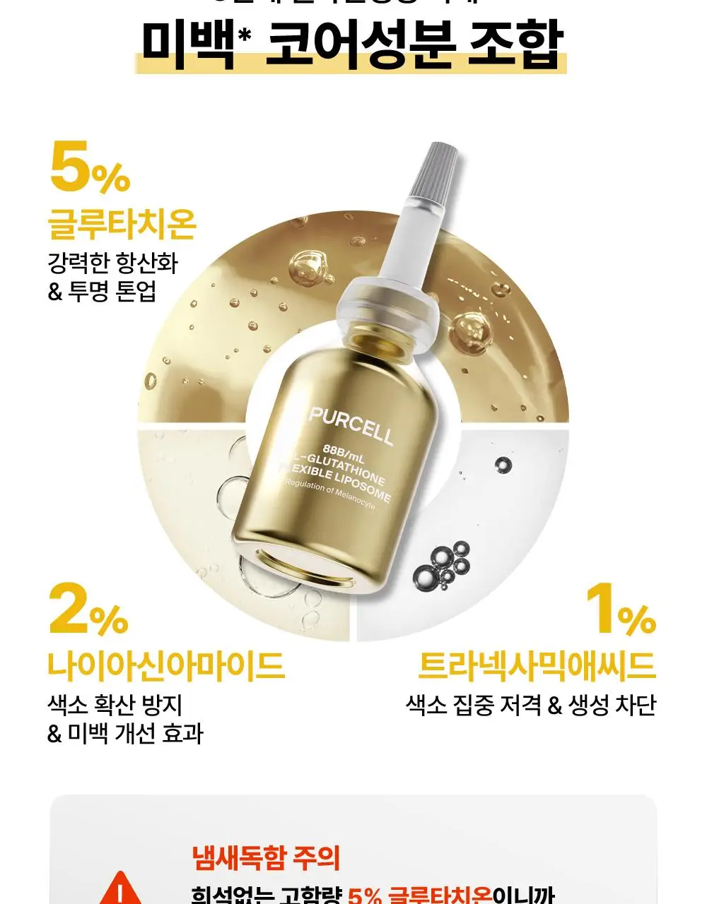 [잡티톤업/글루타치온] 퍼셀 880억/mL 글루타치온 플렉서블 리포좀 톤업앰플 20ml 기획 (+7ml) 상세페이지 5